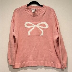 Sincerely Jules - Women's Pink Bow Oversized Crew Neck Sweater. NWOT. Size M,